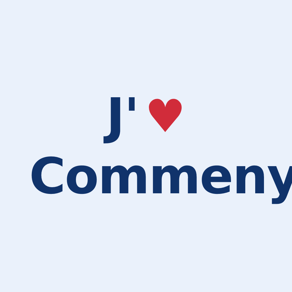 Sticker personnalisé Commeny — design « J'aime Commeny » imprimé sur le sticker