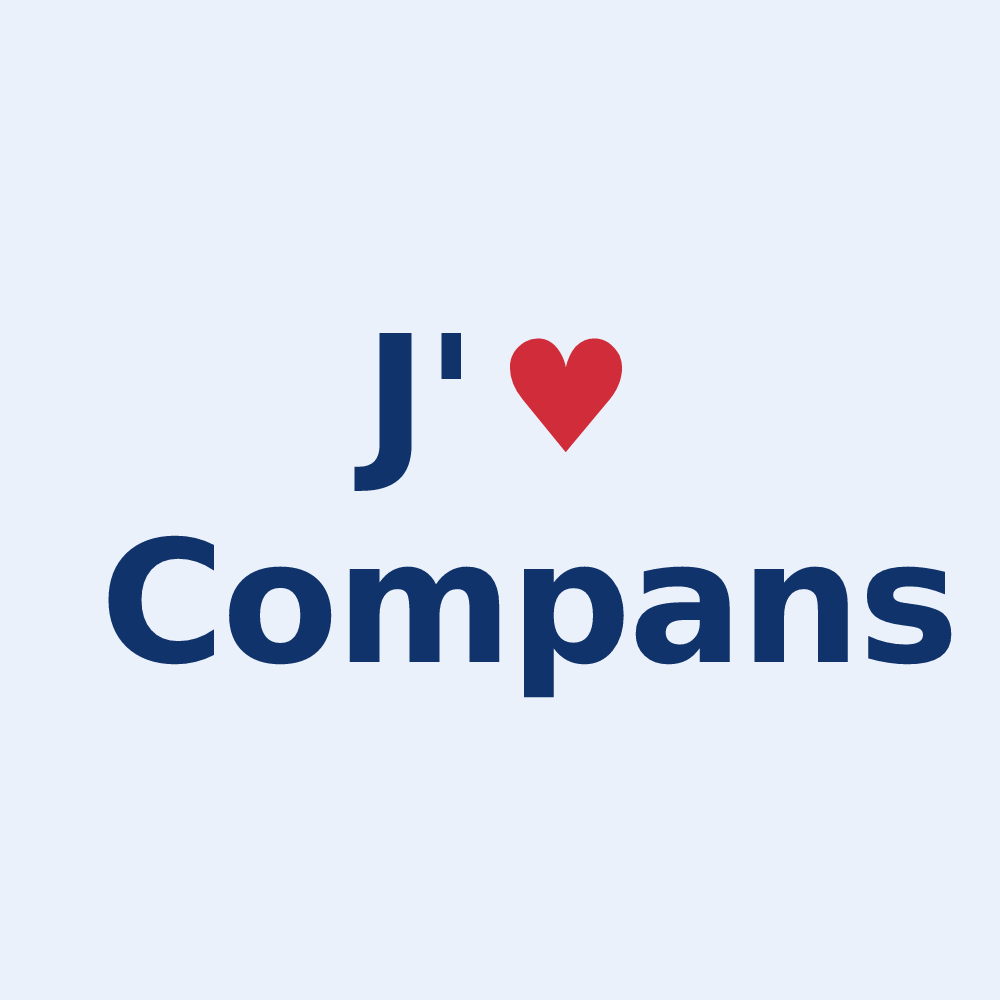Sticker personnalisé Compans — design « J'aime Compans » imprimé sur le sticker