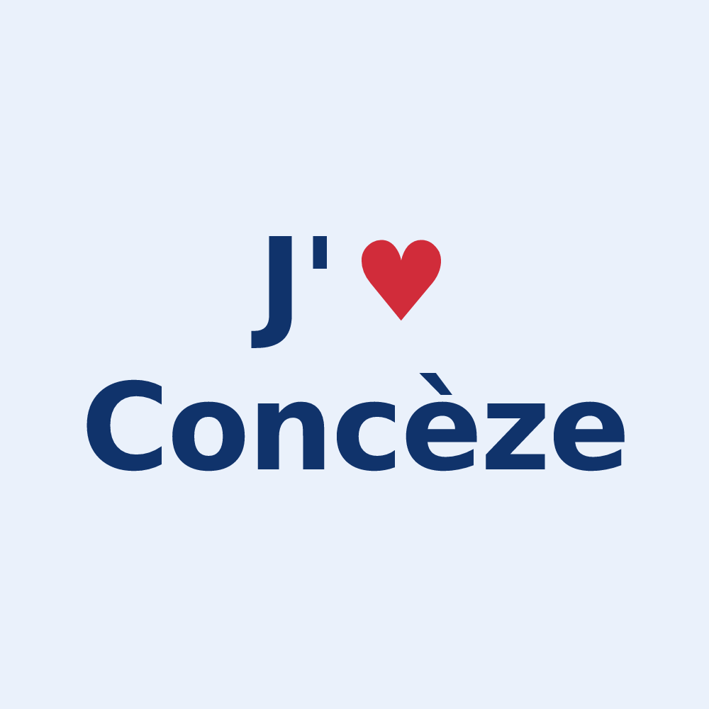 Sticker personnalisé Concèze — design J'aime Concèze