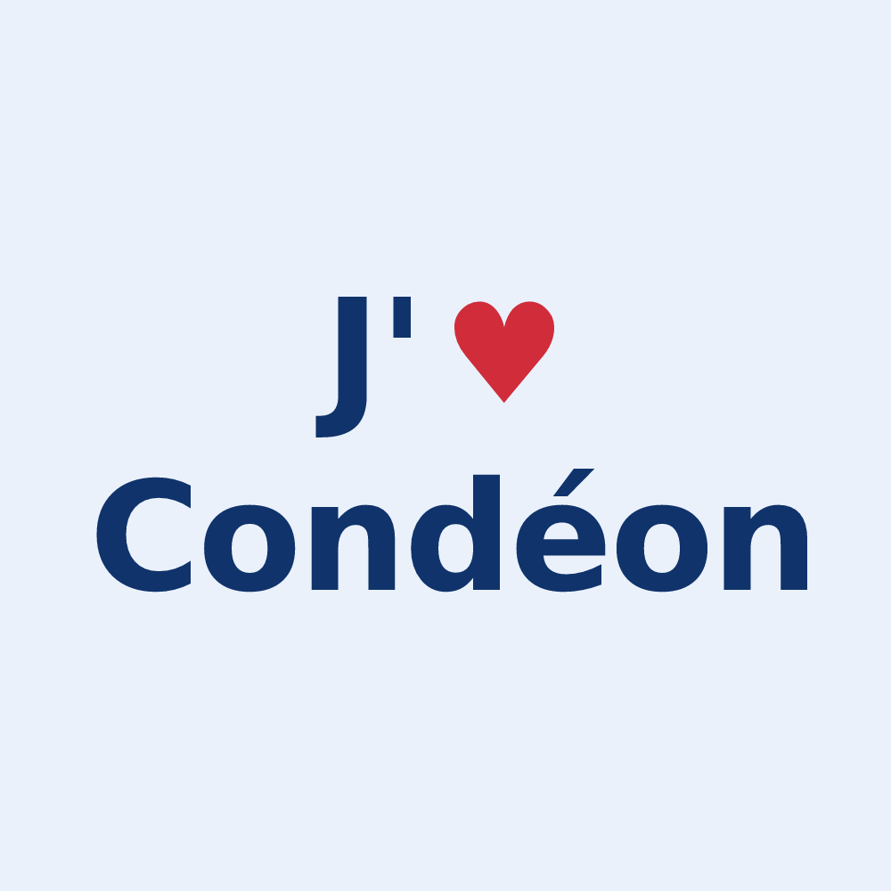 Sticker personnalisé Condéon — design « J'aime Condéon » imprimé sur le sticker