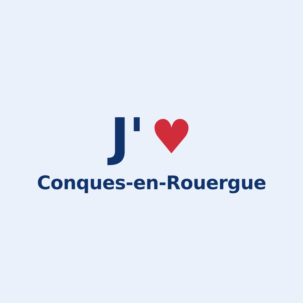 Sticker personnalisé Conques-en-Rouergue — design J'aime Conques-en-Rouergue