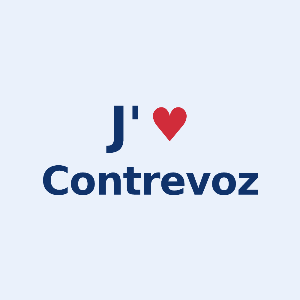 Sticker personnalisé Contrevoz — design « J'aime Contrevoz » imprimé sur le sticker