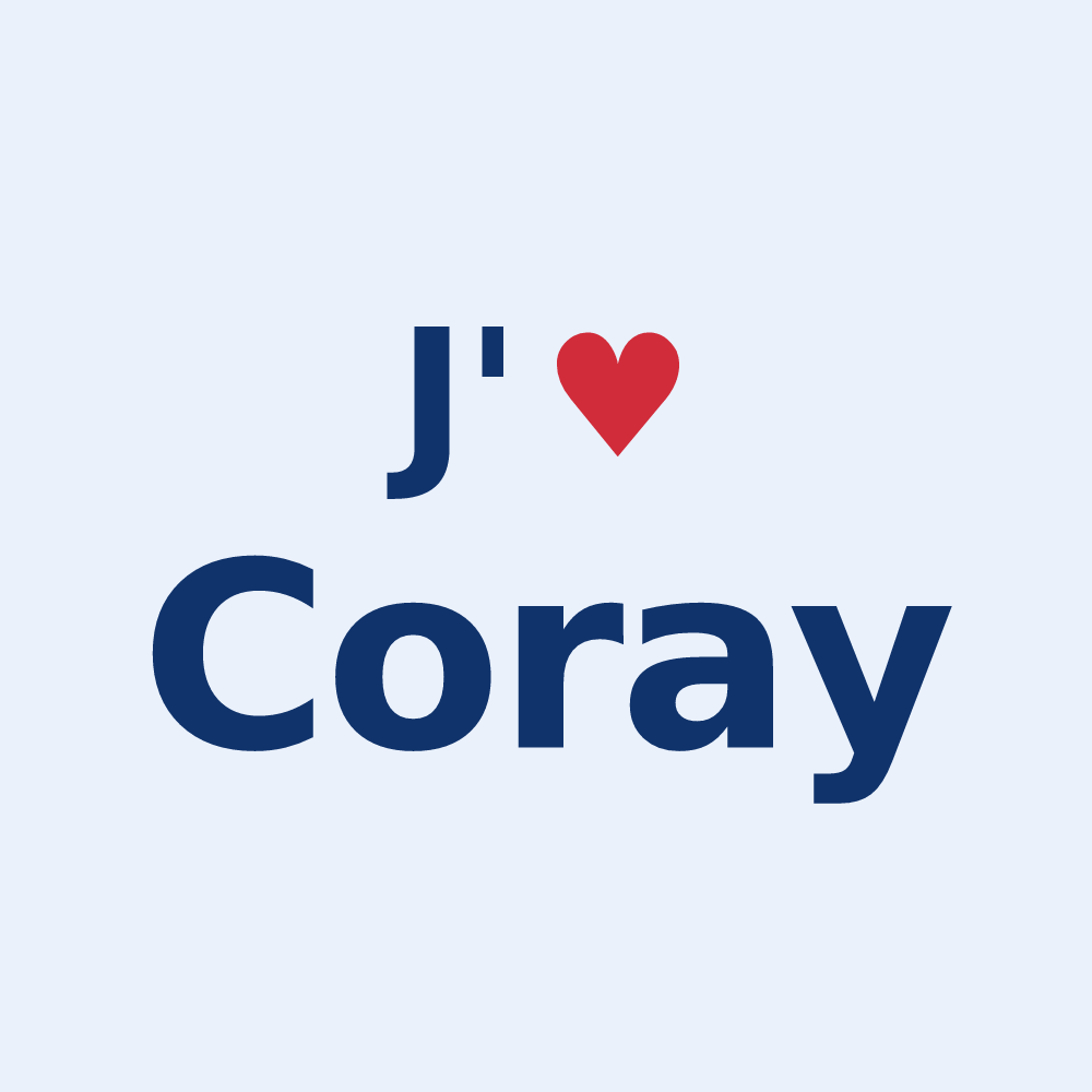 Sticker personnalisé Coray — design « J'aime Coray » imprimé sur le sticker