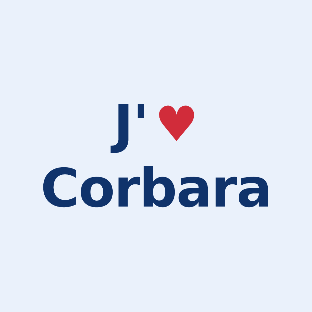 Sticker personnalisé Corbara — design « J'aime Corbara » imprimé sur le sticker