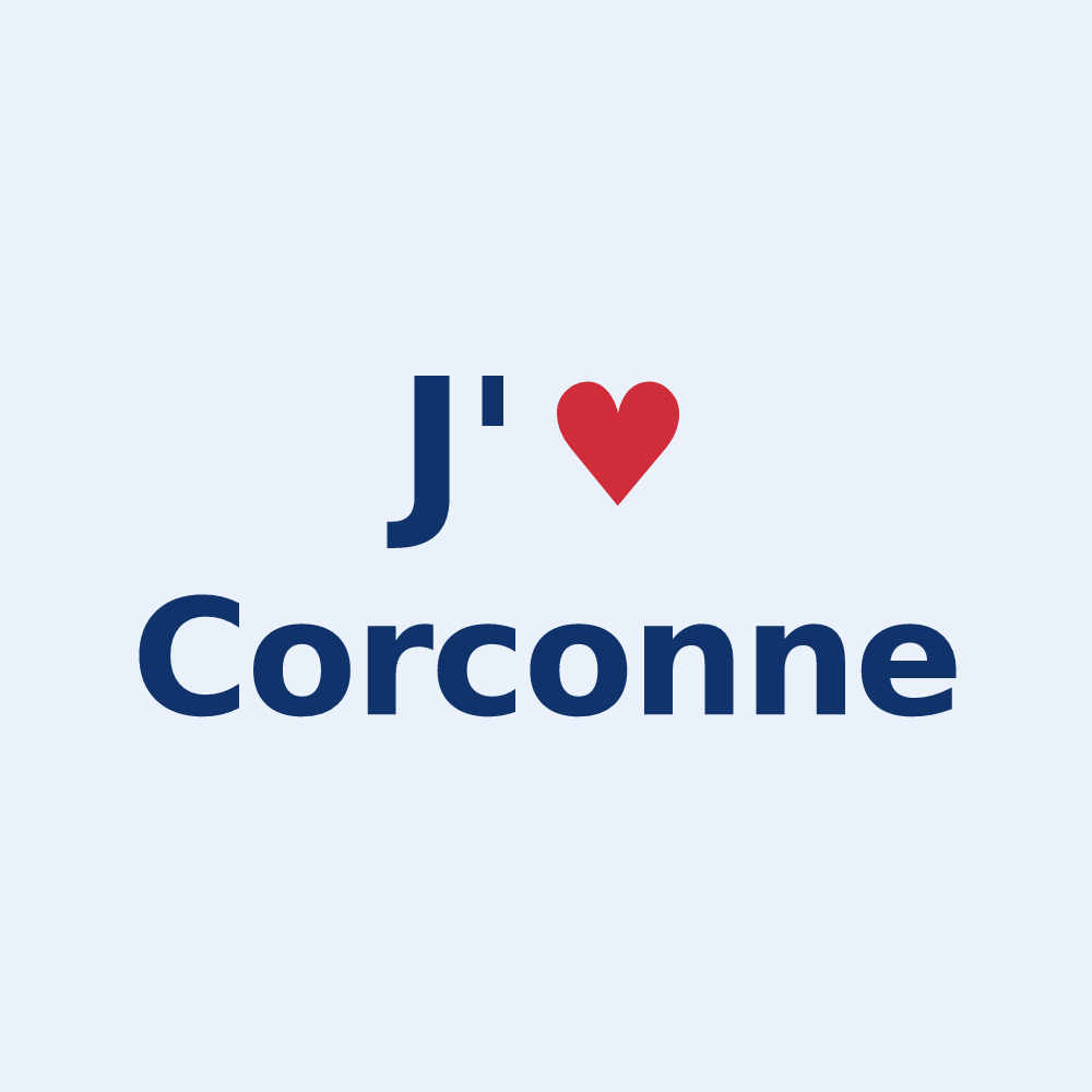 Sticker personnalisé Corconne — design « J'aime Corconne » imprimé sur le sticker