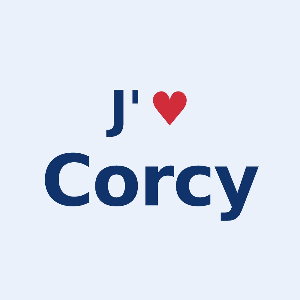 Sticker personnalisé Corcy — design J'aime Corcy