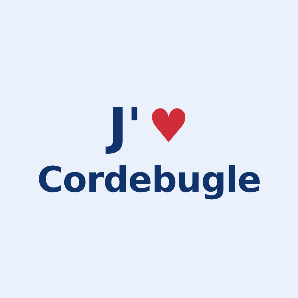 Sticker personnalisé Cordebugle — design « J'aime Cordebugle » imprimé sur le sticker