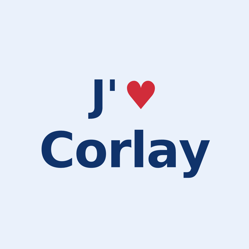 Sticker personnalisé Corlay — design « J'aime Corlay » imprimé sur le sticker