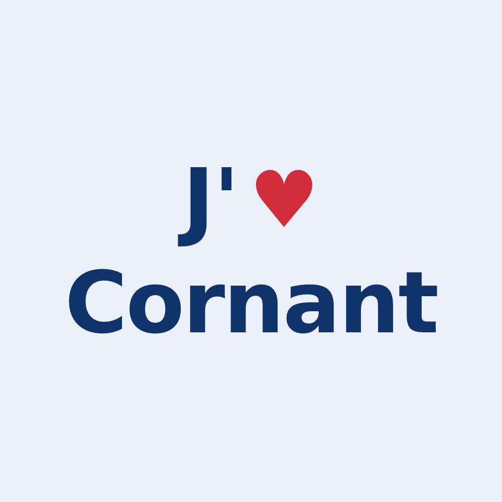 Sticker personnalisé Cornant — design « J'aime Cornant » imprimé sur le sticker