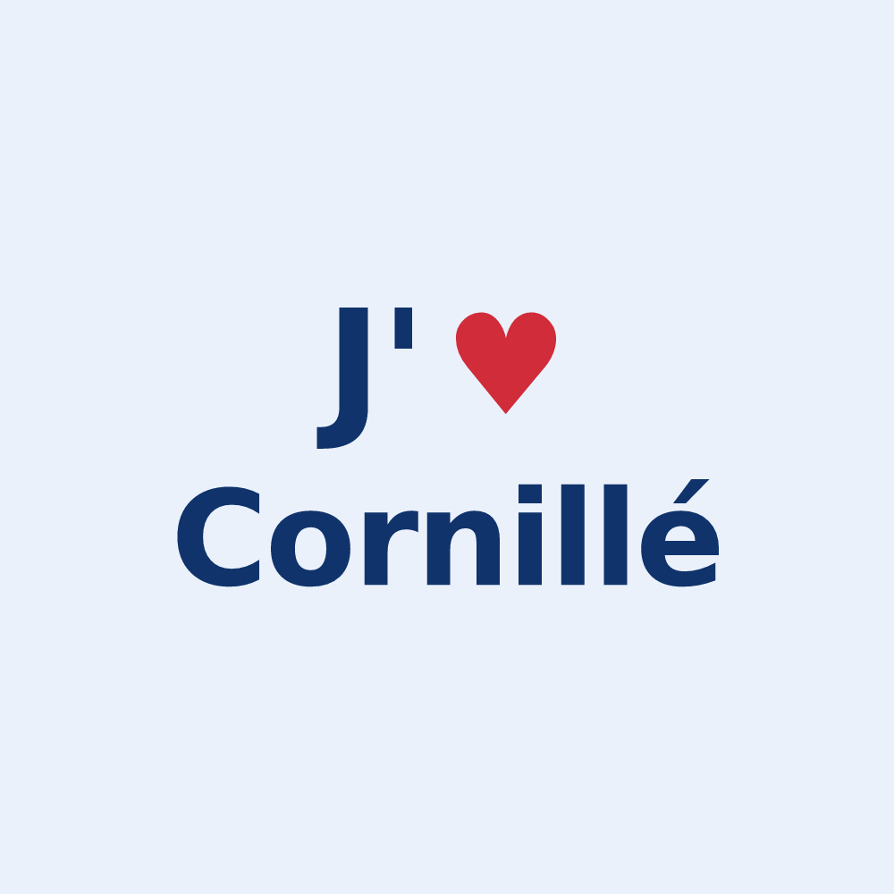 Sticker personnalisé Cornillé — design « J'aime Cornillé » imprimé sur le sticker