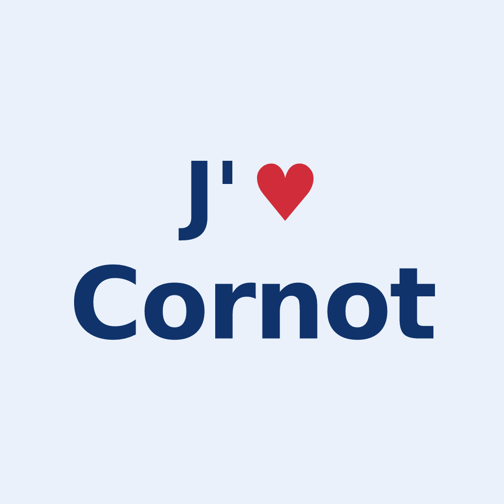 Sticker personnalisé Cornot — design « J'aime Cornot » imprimé sur le sticker