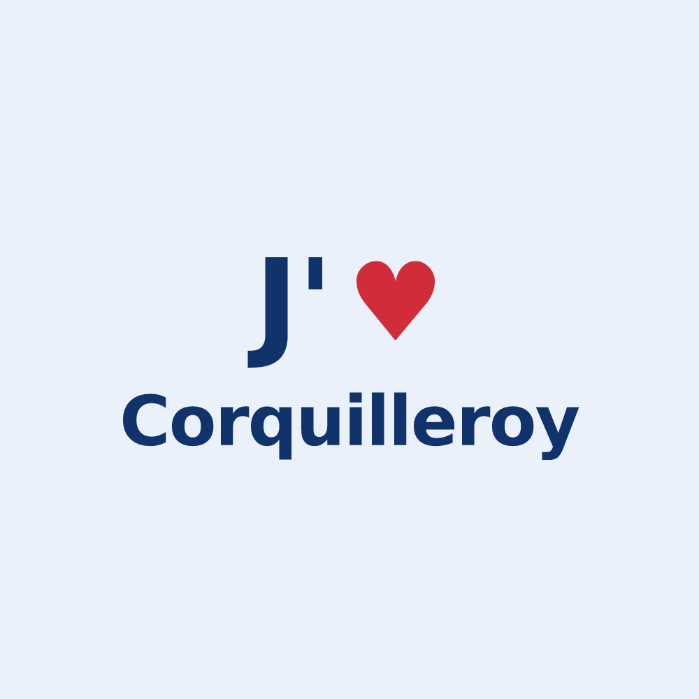 Sticker personnalisé Corquilleroy — design J'aime Corquilleroy