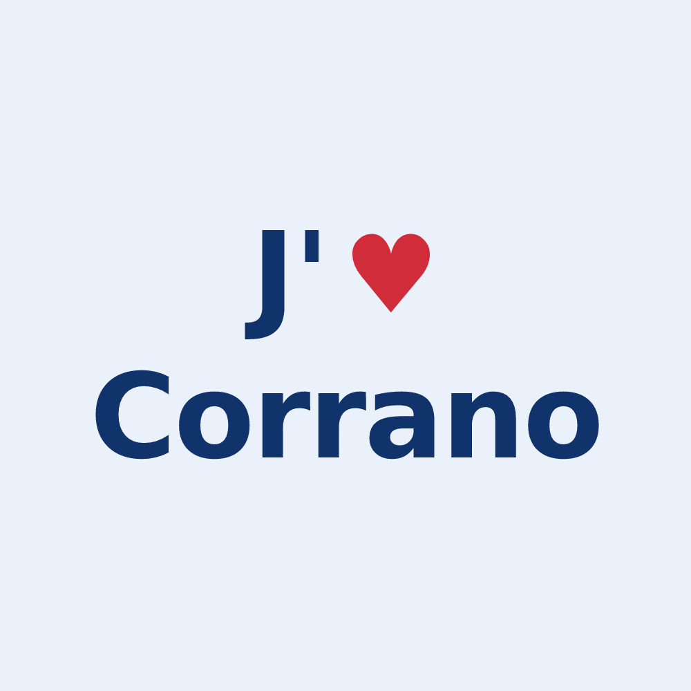 Sticker personnalisé Corrano — design « J'aime Corrano » imprimé sur le sticker