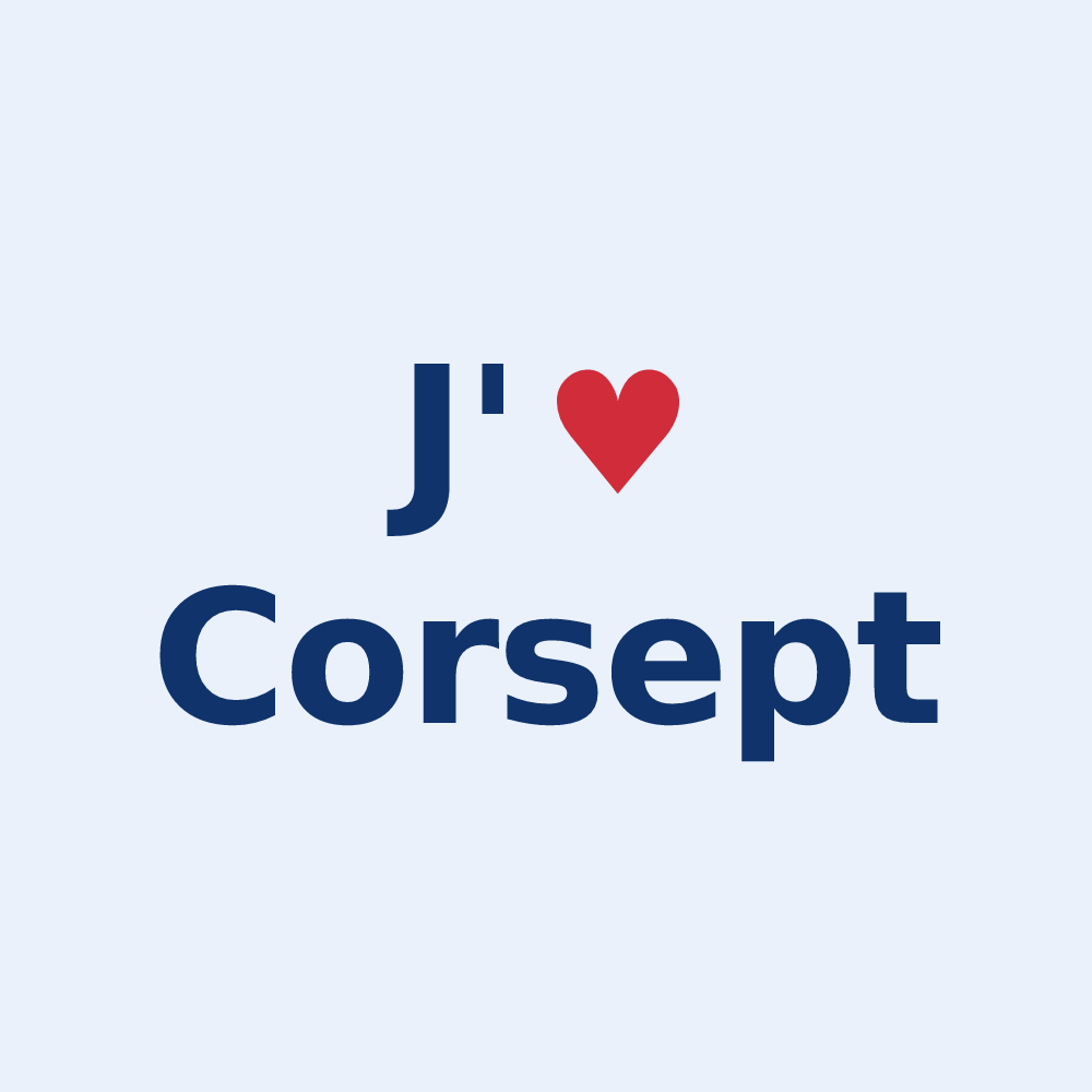 Sticker personnalisé Corsept — design J'aime Corsept