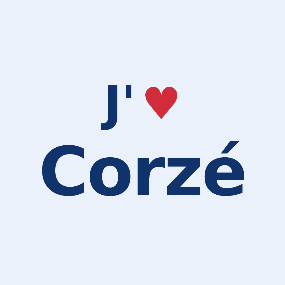 Sticker personnalisé Corzé — design « J'aime Corzé » imprimé sur le sticker