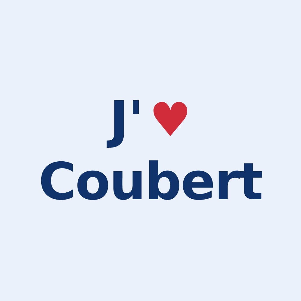 Sticker personnalisé Coubert — design « J'aime Coubert » imprimé sur le sticker
