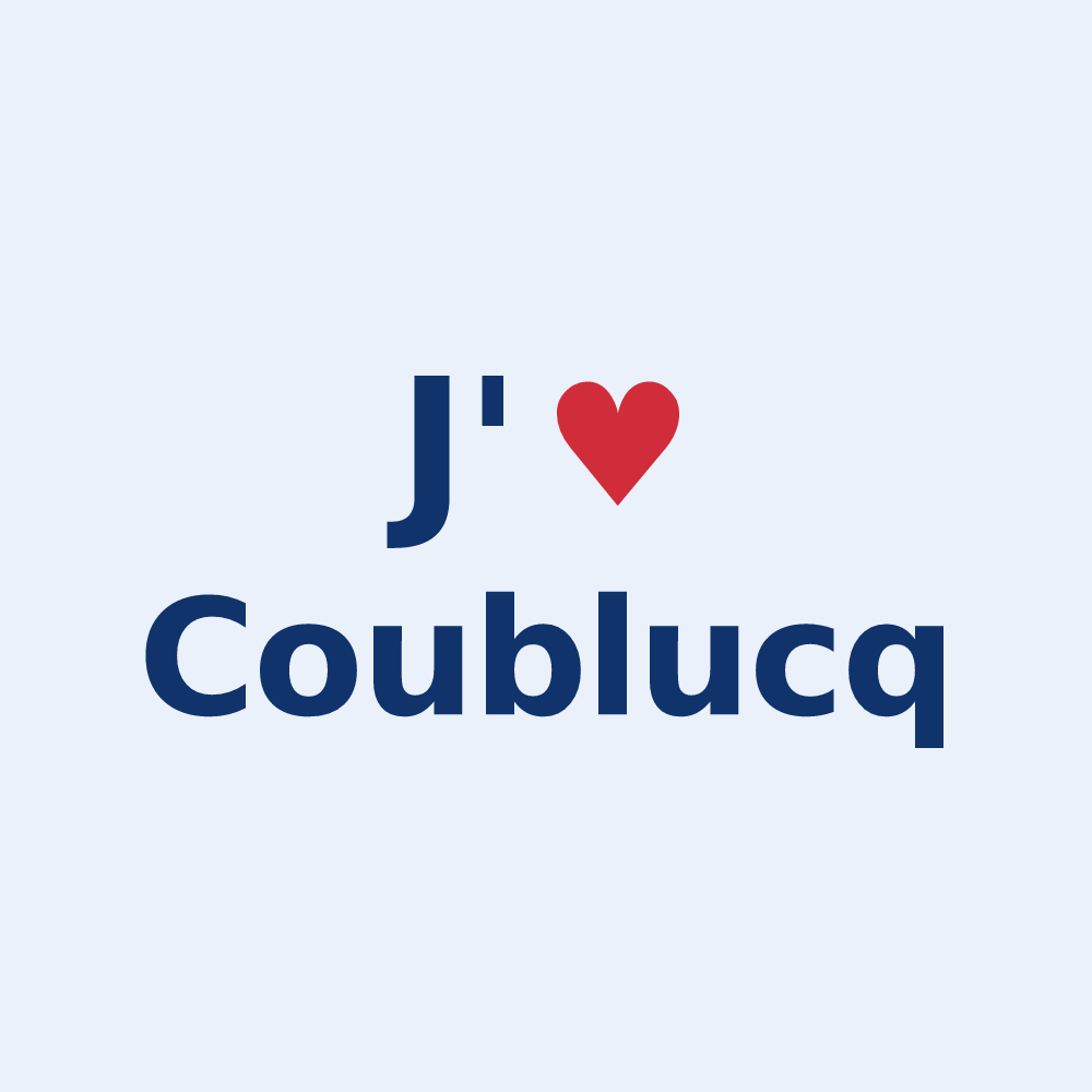 Sticker personnalisé Coublucq — design « J'aime Coublucq » imprimé sur le sticker