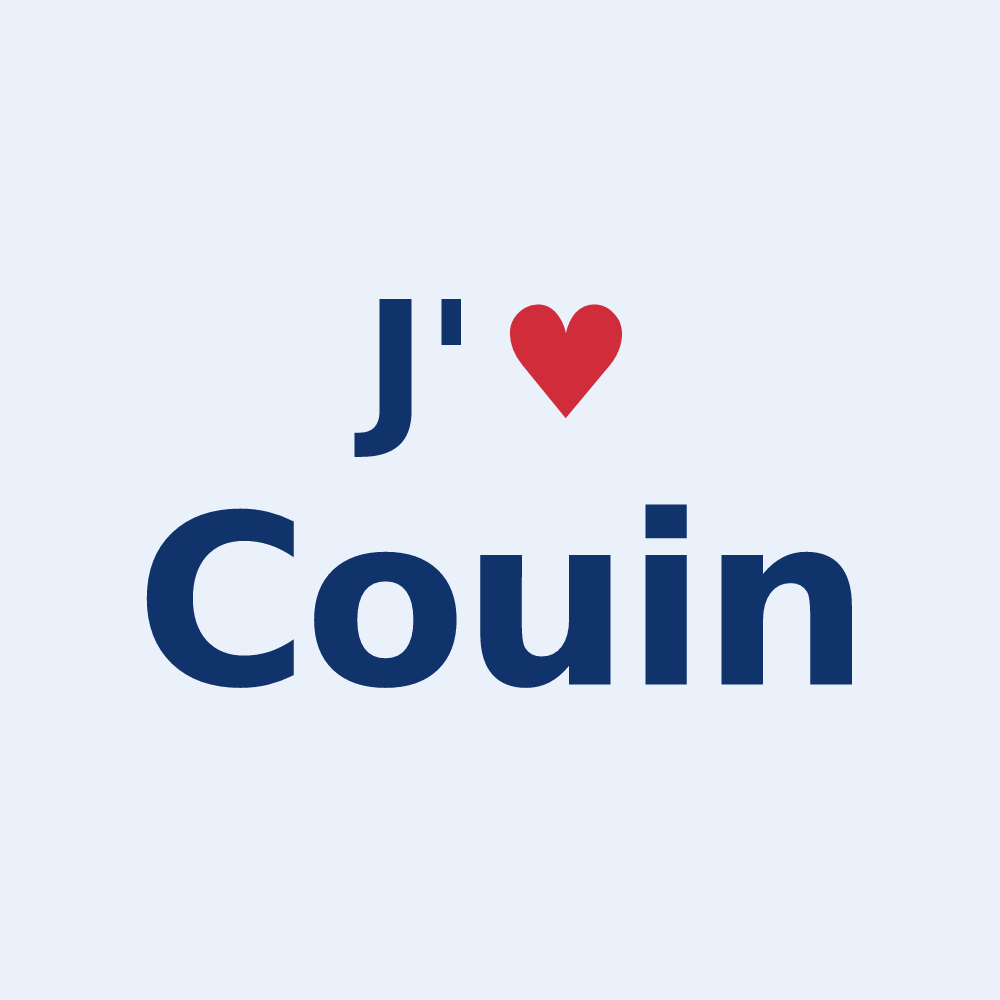 Sticker personnalisé Couin — design « J'aime Couin » imprimé sur le sticker