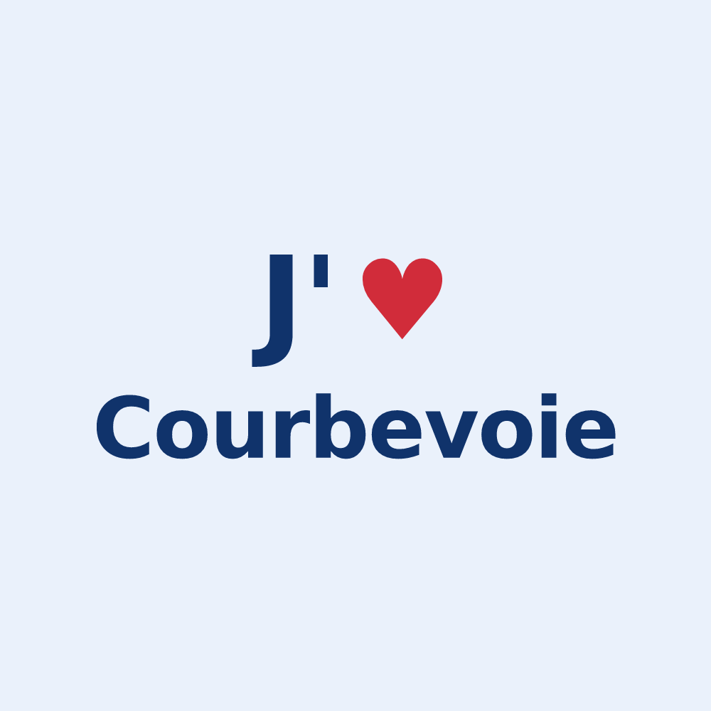 Sticker personnalisé Courbevoie — design J'aime Courbevoie