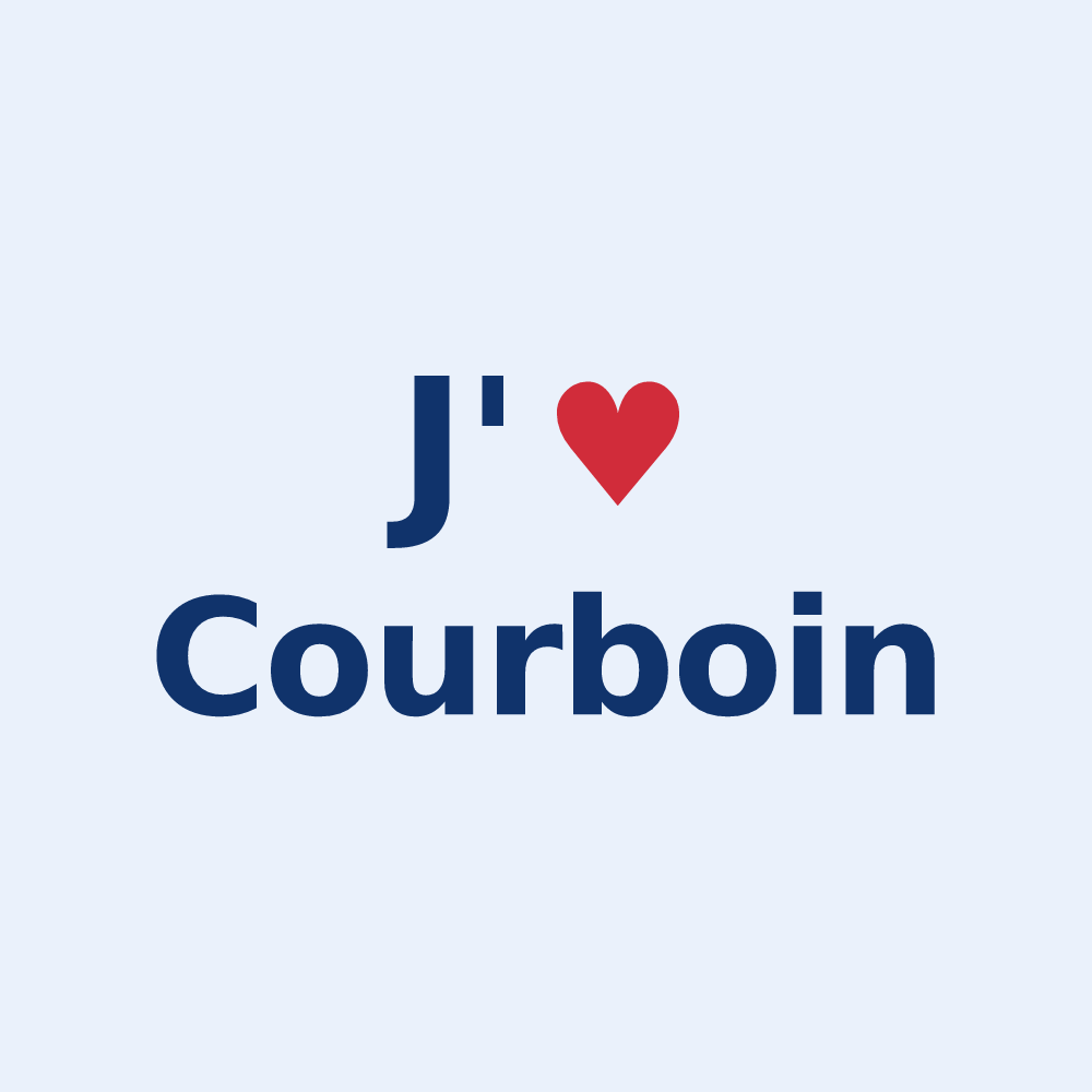 Sticker personnalisé Courboin — design « J'aime Courboin » imprimé sur le sticker