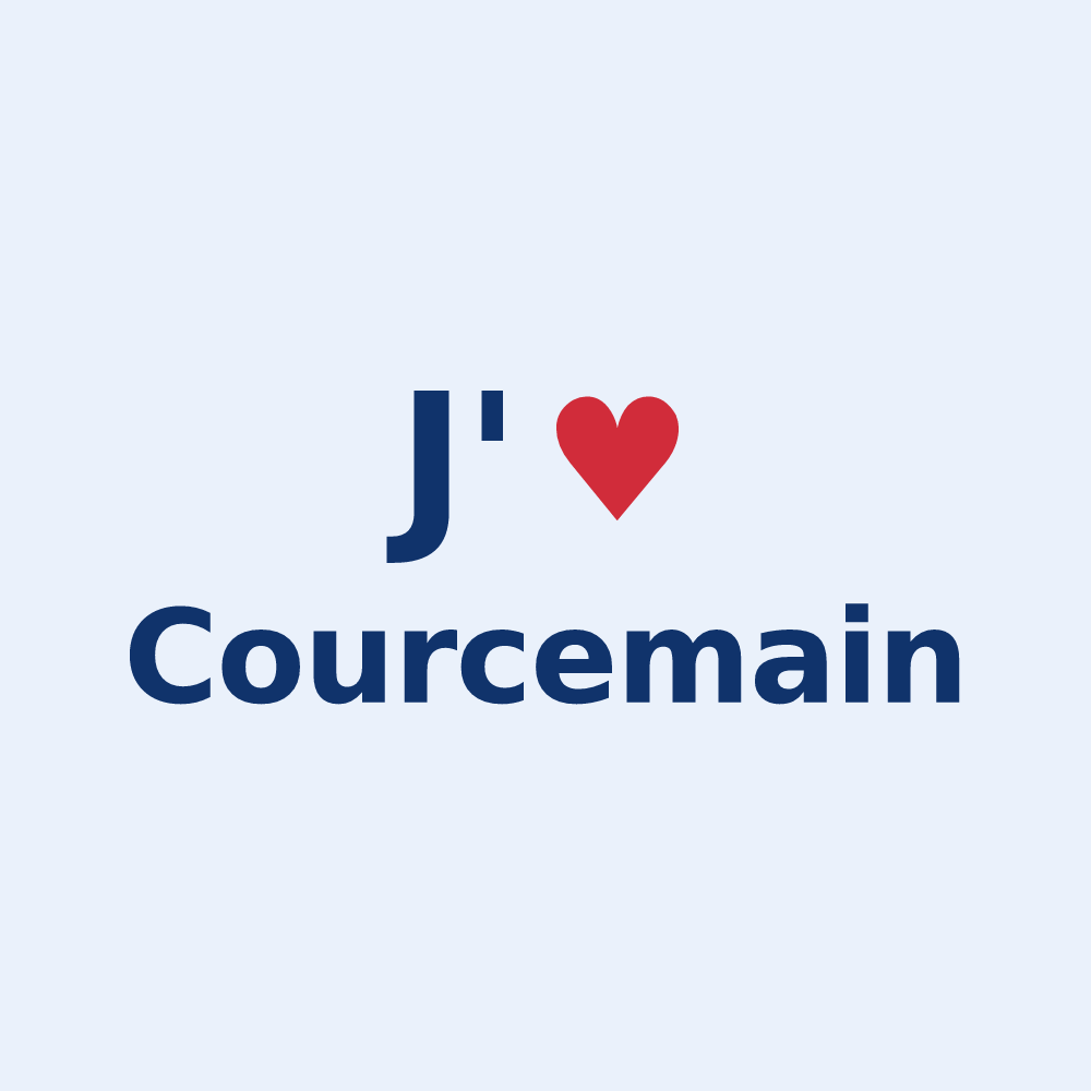 Sticker personnalisé Courcemain — design J'aime Courcemain