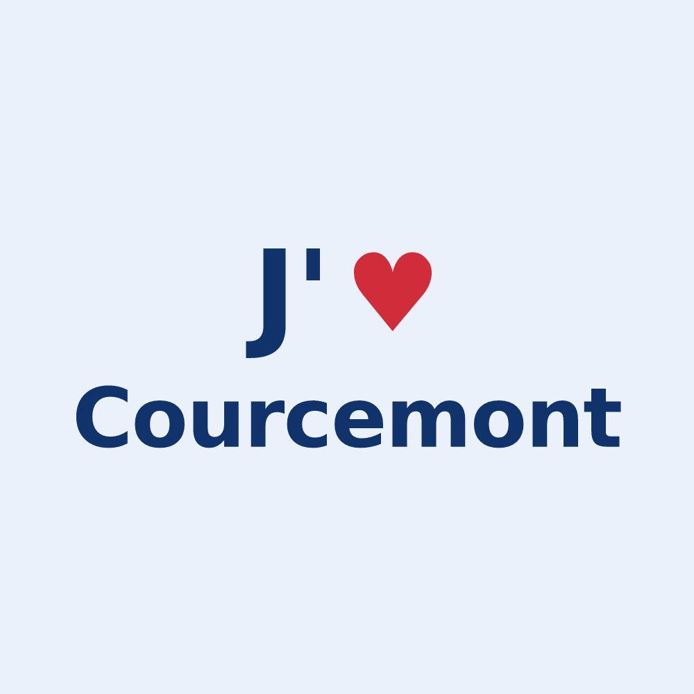 Sticker personnalisé Courcemont — design J'aime Courcemont