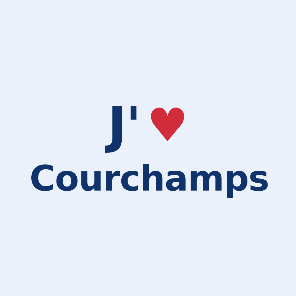 Sticker personnalisé Courchamps — design J'aime Courchamps