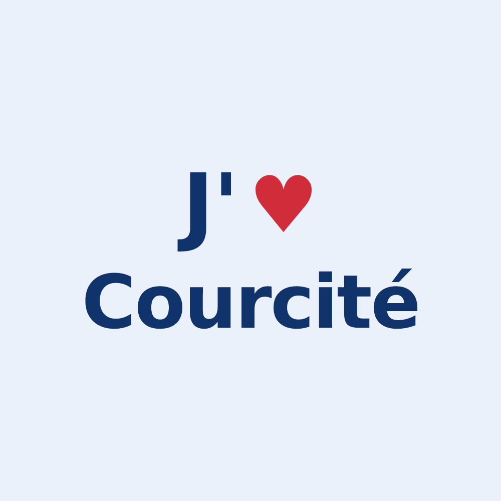 Sticker personnalisé Courcité — design J'aime Courcité