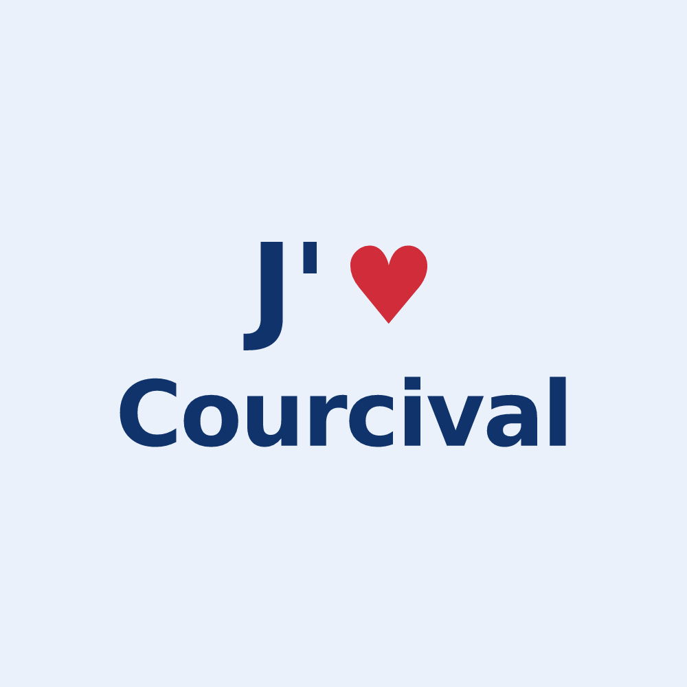 Sticker personnalisé Courcival — design J'aime Courcival