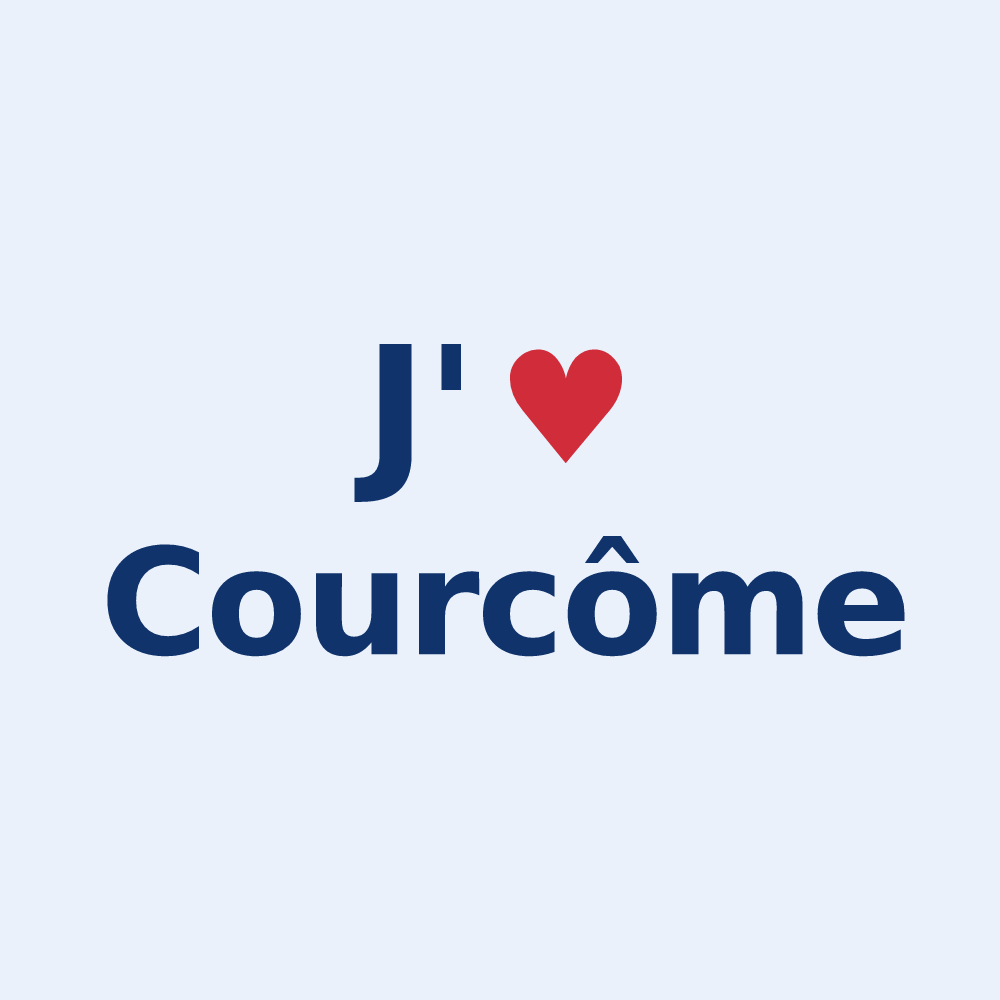 Sticker personnalisé Courcôme — design J'aime Courcôme