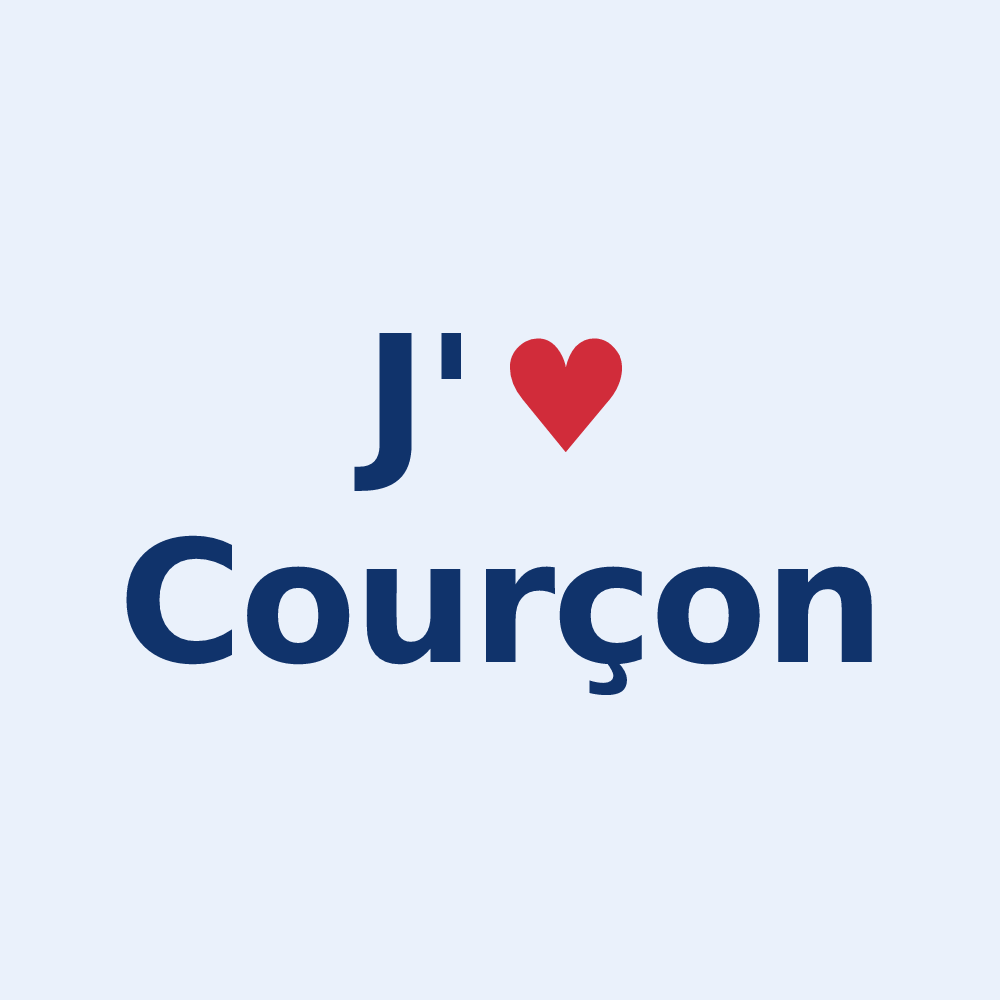 Sticker personnalisé Courçon — design J'aime Courçon