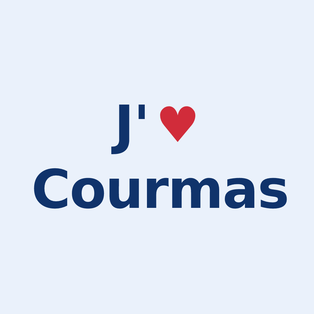 Sticker personnalisé Courmas — design J'aime Courmas
