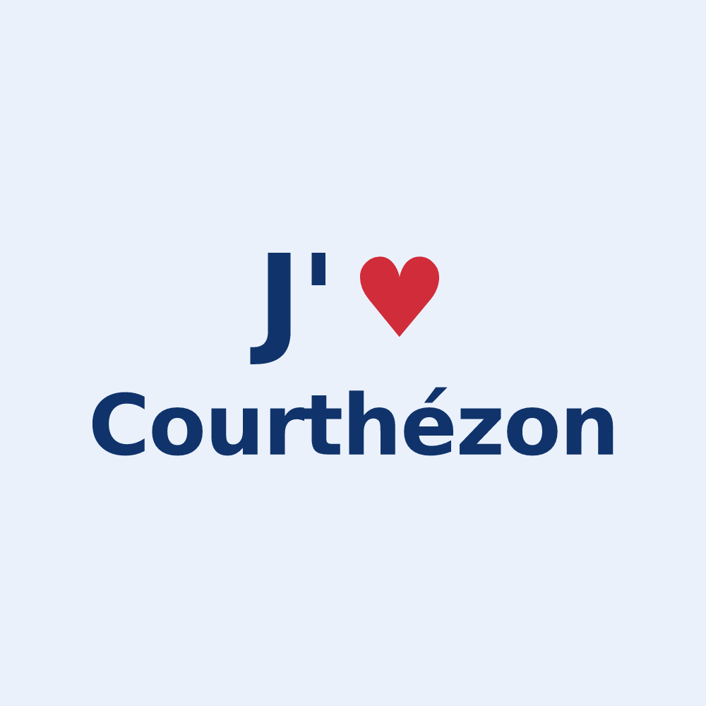 Sticker personnalisé Courthézon — design « J'aime Courthézon » imprimé sur le sticker