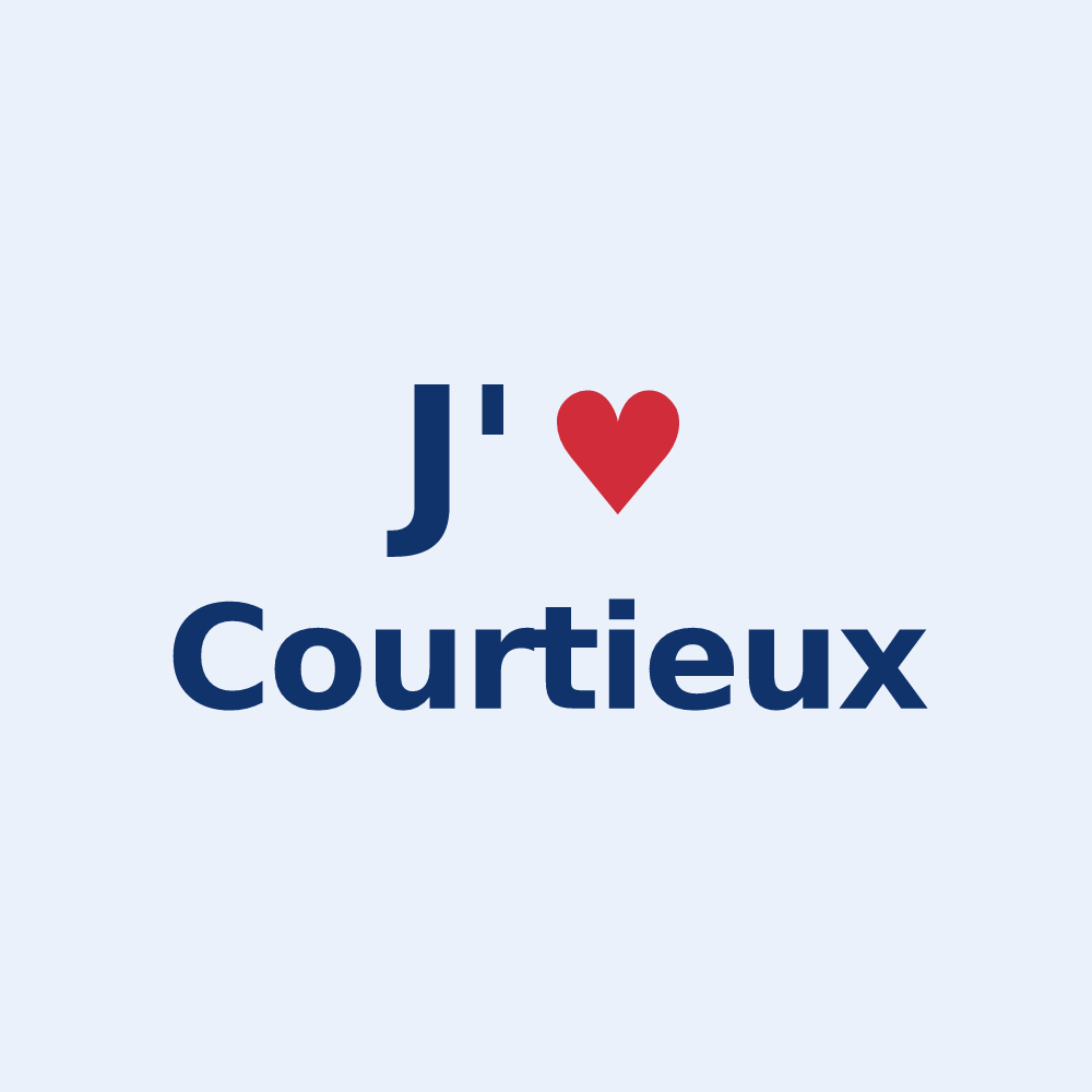 Sticker personnalisé Courtieux — design « J'aime Courtieux » imprimé sur le sticker