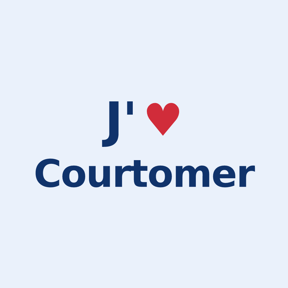 Sticker personnalisé Courtomer — design J'aime Courtomer