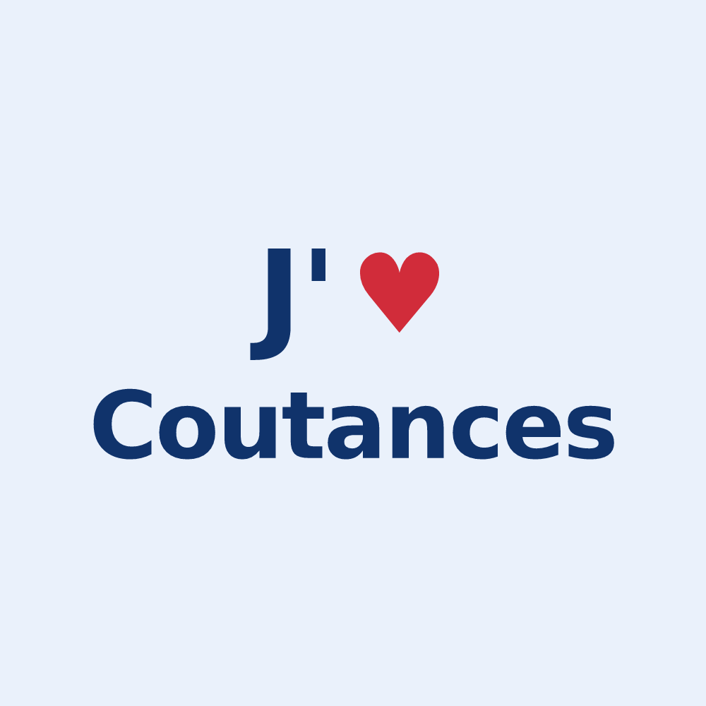Sticker personnalisé Coutances — design « J'aime Coutances » imprimé sur le sticker