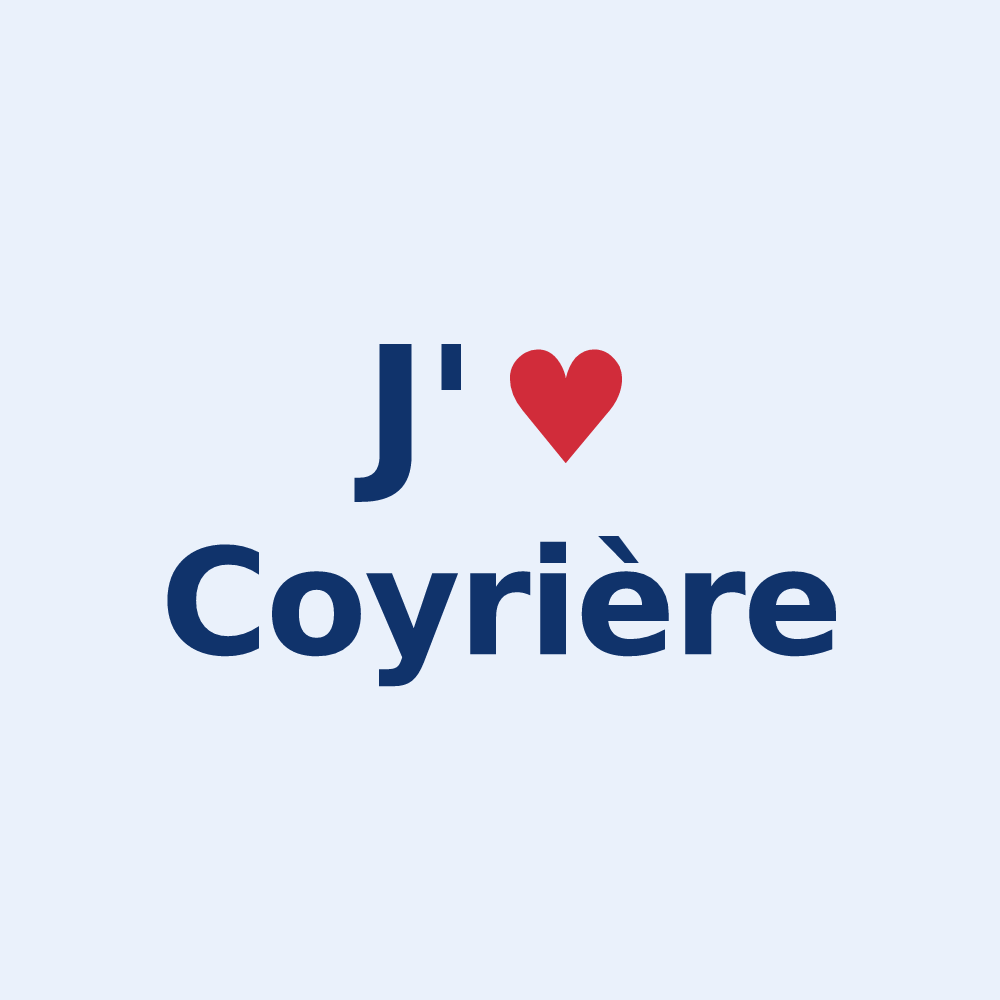 Sticker personnalisé Coyrière — design « J'aime Coyrière » imprimé sur le sticker