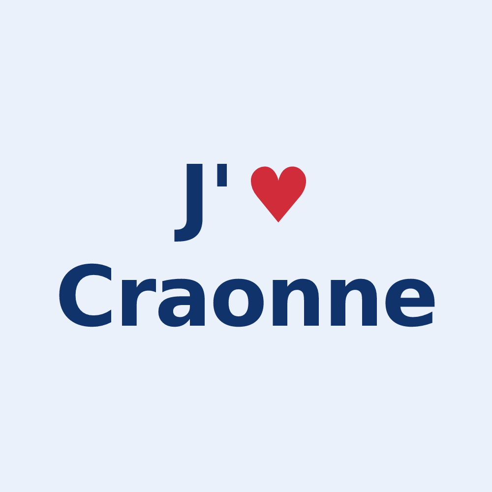 Sticker personnalisé Craonne — design « J'aime Craonne » imprimé sur le sticker