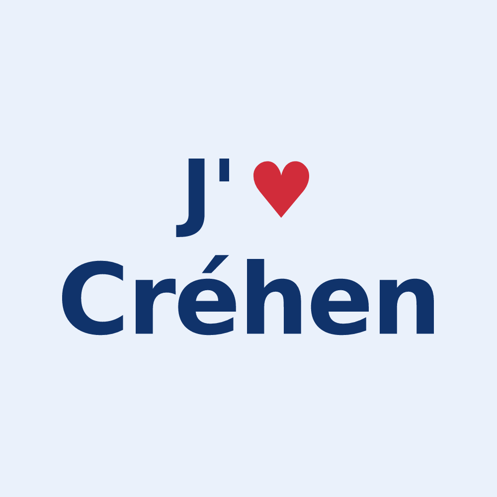 Sticker personnalisé Créhen — design « J'aime Créhen » imprimé sur le sticker