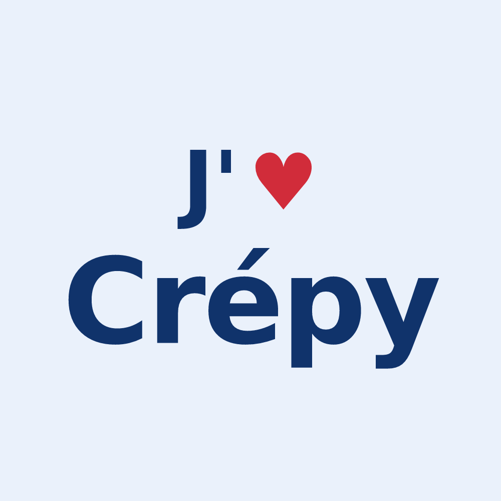 Sticker personnalisé Crépy — design J'aime Crépy