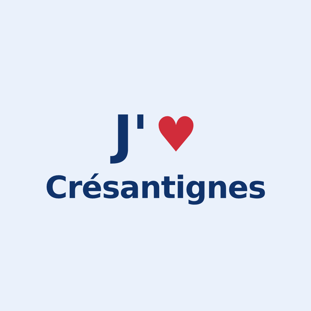 Sticker personnalisé Crésantignes — design « J'aime Crésantignes » imprimé sur le sticker
