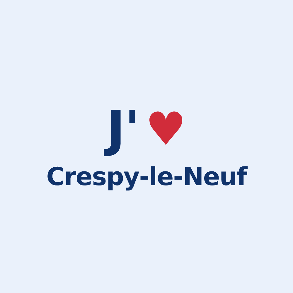 Sticker personnalisé Crespy-le-Neuf — design « J'aime Crespy-le-Neuf » imprimé sur le sticker