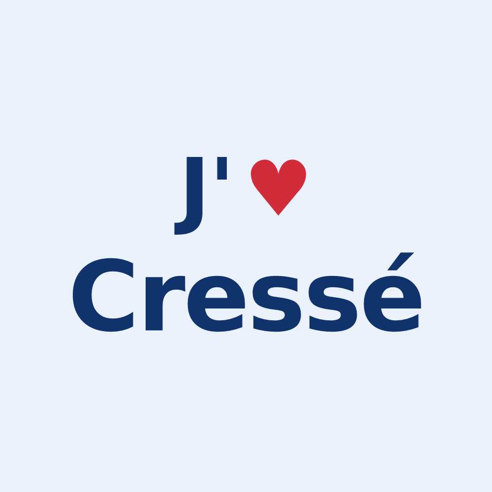 Sticker personnalisé Cressé — design J'aime Cressé
