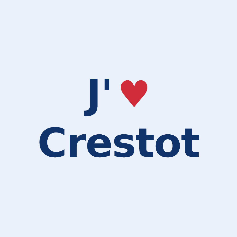 Sticker personnalisé Crestot — design J'aime Crestot