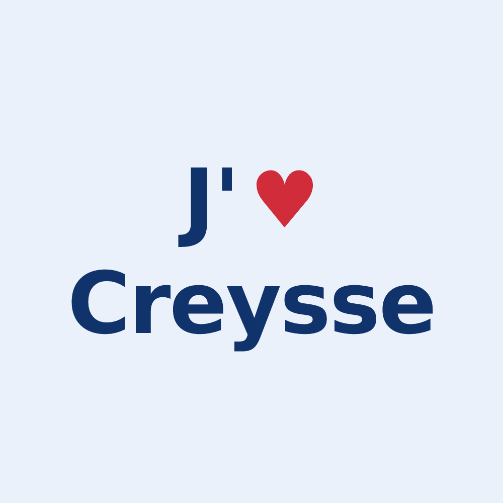 Sticker personnalisé Creysse — design « J'aime Creysse » imprimé sur le sticker
