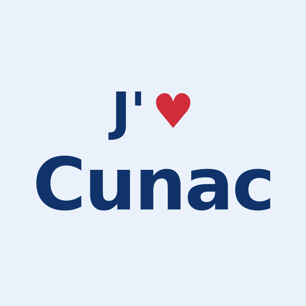 Sticker personnalisé Cunac — design J'aime Cunac
