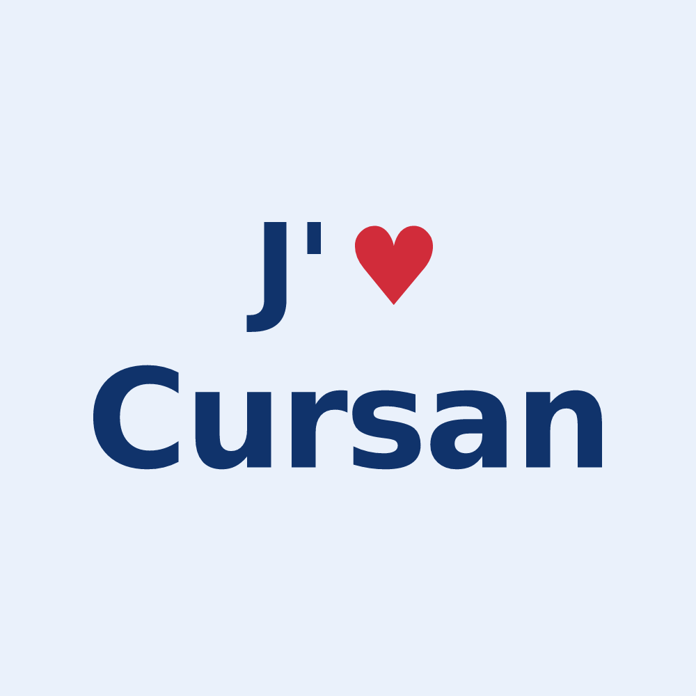 Sticker personnalisé Cursan — design « J'aime Cursan » imprimé sur le sticker