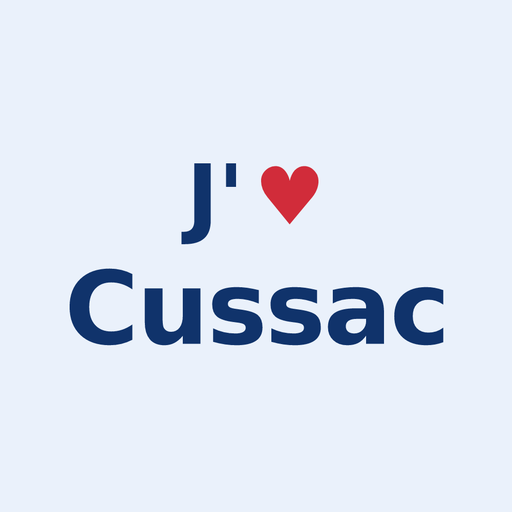 Sticker personnalisé Cussac — design J'aime Cussac