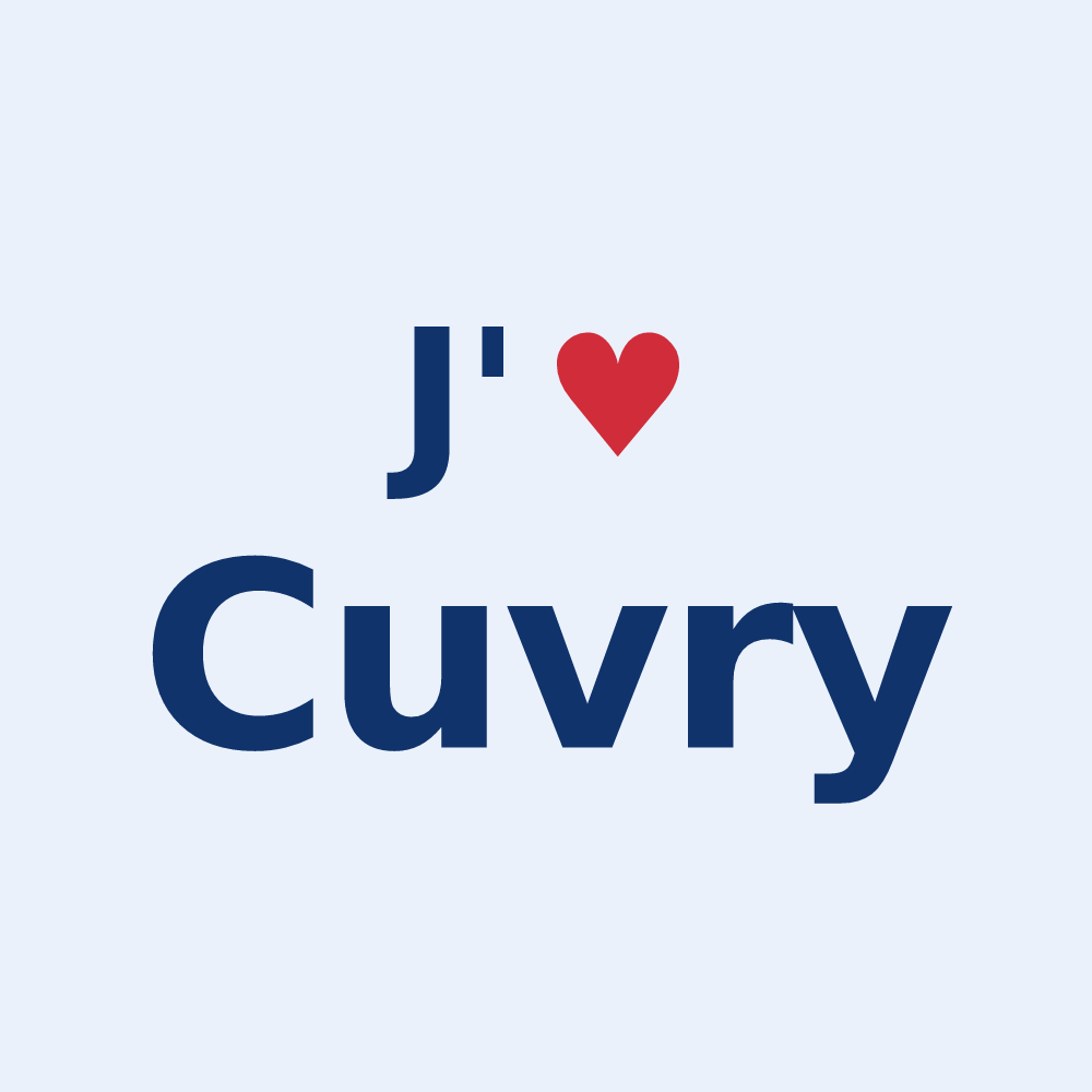 Sticker personnalisé Cuvry — design « J'aime Cuvry » imprimé sur le sticker