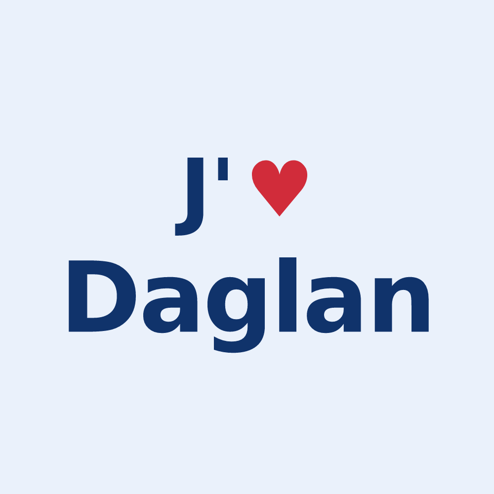 Sticker personnalisé Daglan — design « J'aime Daglan » imprimé sur le sticker